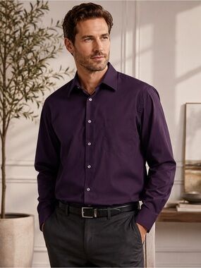 Men's Long-Sleeve Dress Shirt in Deep Plum